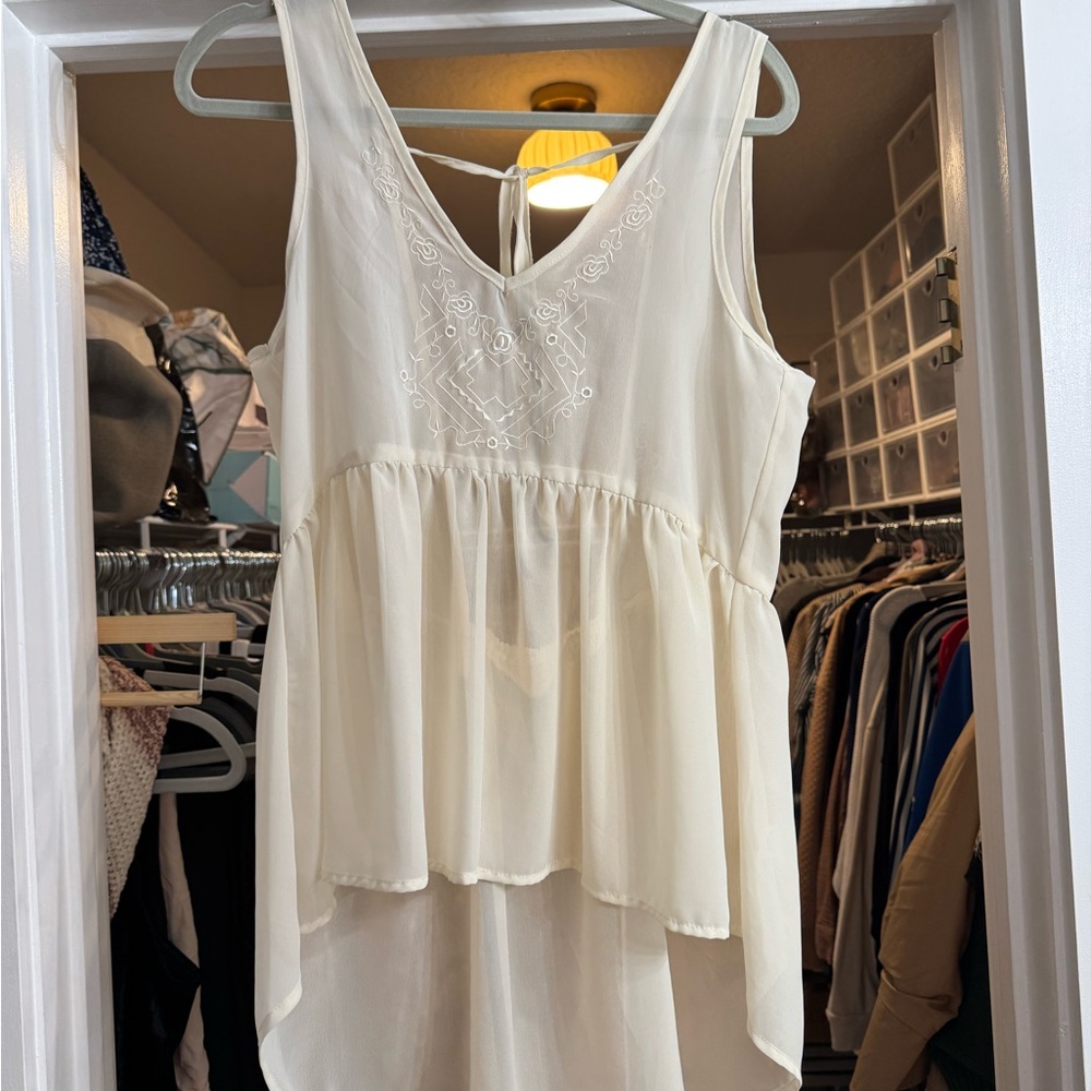 Altar'd State Cream Embroidered Tank Top